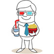 Geschäftsmann, 3D-Brille, Popcorn