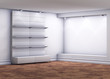3d stands with niche for exhibit in the grey interior