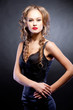 Elegant girl in sexy black dress