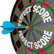 Perfect Score Words Dart on Dartboard Winner