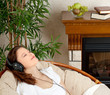 Cozy woman in a living room