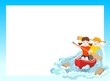 two children on red canoe