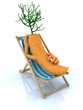 carrot resting on a beach chair carrot resting on a beach chair