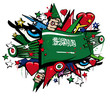 Graffiti flag Kingdom of Saudi Arabia pop art illustration Graffiti flag Kingdom of Saudi Arabia pop art illustration