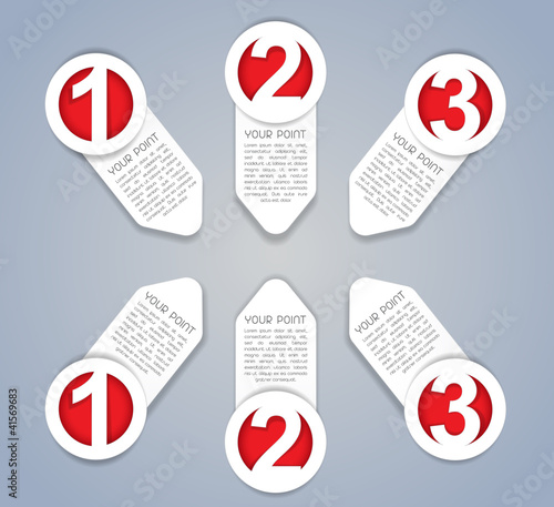 Vector: One, Two, Three vector progress icons in White One, Two, Three vector progress icons in White
