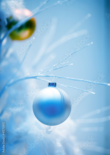 Photo: Christmas decoration on tree, close-up Christmas decoration on tree, close-up