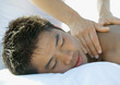 Man receiving back massage