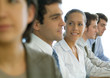 Business colleagues having meeting, focus on woman