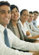 Business colleagues having meeting, focus on woman