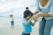 Family on beach