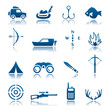 Hunting and fishing icon set