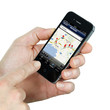 Smart phone holding in a hand to find the way