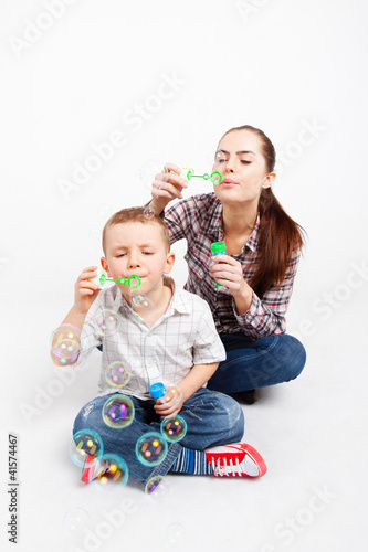 Photo: Boy and soap bubbles-fun. Boy and soap bubbles-fun.