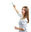 young woman pointing
