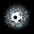 soccer football broken glass