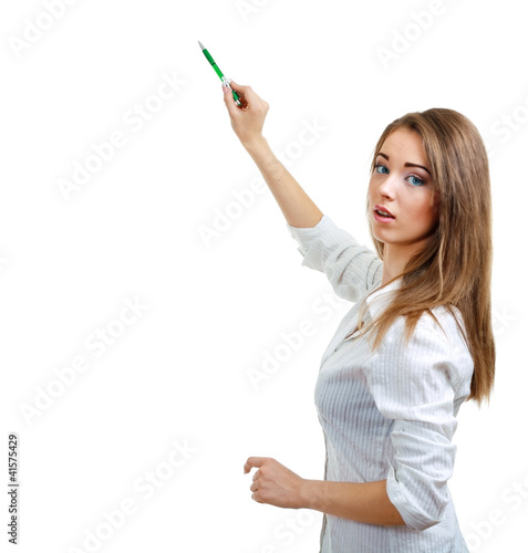 Photo: young woman pointing young woman pointing