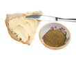 Foto: Bread sliced with butter and savory isolated on white Bread sliced with butter and savory isolated on white