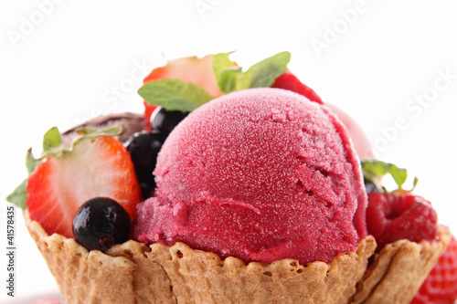 Photo: ice cream and berry ice cream and berry