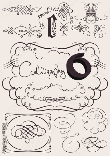 Vektor: vector set: calligraphic design elements and page decoration vector set: calligraphic design elements and page decoration
