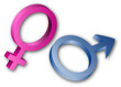 3D female and male sex symbols