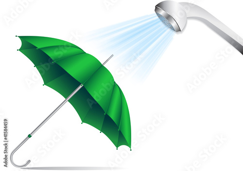 Vector: an umbrella under a shower an umbrella under a shower