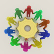 3D Team, Work together concept with gear to success