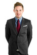Handsome young businessman portrait isolated on white