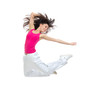 modern slim hip-hop style teenage girl jumping dancing