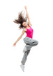 Foto: Modern teenage girl dancer dancing hip-hop and jumping Modern teenage girl dancer dancing hip-hop and jumping