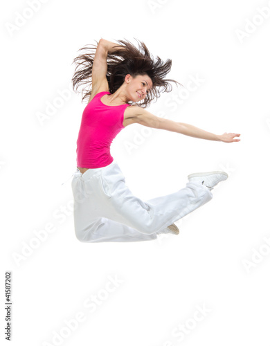 Photo: modern slim hip-hop style teenage girl jumping dancing modern slim hip-hop style teenage girl jumping dancing
