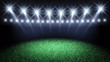 Sports arena spotlights and turf , 3d illustration