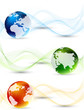 Set of banner with globes Set of banner with globes