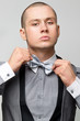 With bow tie