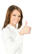 Businesswoman with thumbs up, on white Businesswoman with thumbs up, on white