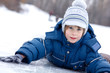 boy little have fun winter outdoor boy little have fun winter outdoor