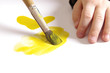 child's hand painting onthe papper
