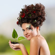 girl beautiful ecology with green tree girl beautiful ecology with green tree