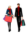 Vettoriale: Couple with shopping bags and gifts Couple with shopping bags and gifts
