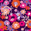 Floral retro seamless background in dark colors