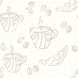 Coffee seamless pattern pastel colors
