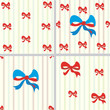 Seamless patterns with bow and stripes set