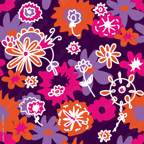 Vector: Floral retro seamless background in dark colors Floral retro seamless background in dark colors