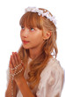 girl going to the first holy communion