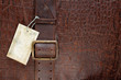 Vintage leather textured background with price tag blank