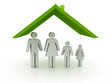 Illustration of a house with family. safe home child protection