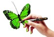 Woman drawing a butterfly
