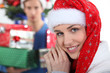 Girl in Santa hat