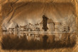 Gdansk of Riverside in retro style, Poland.