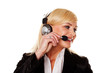 Detalii fotografie Smiling woman using headphones and mike