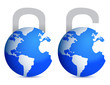 lock and unlock globes illustration design over white back lock and unlock globes illustration design over white back